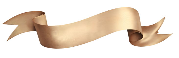 A vintage parchment ribbon banner isolated on transparent background for text