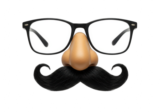 Funny disguise with glasses, nose, and mustache isolated on transparent background