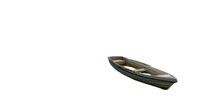 An old wooden rowboat floating on water isolated on transparent background - Powered by Adobe