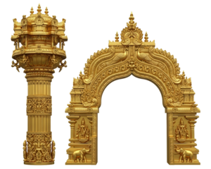 Ornate Indian Arch with Detailed Patterns, Adds Traditional Elegance and Cultural Charm