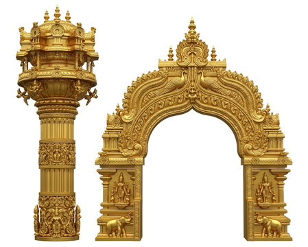 Ornate Indian Arch with Detailed Patterns, Adds Traditional Elegance and Cultural Charm
