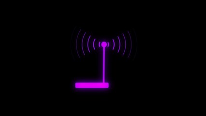 Purple Neon Signal Tower Broadcasting Waves transmission