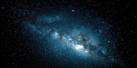 Naklejka premium Cosmic expanse with a luminous galaxy