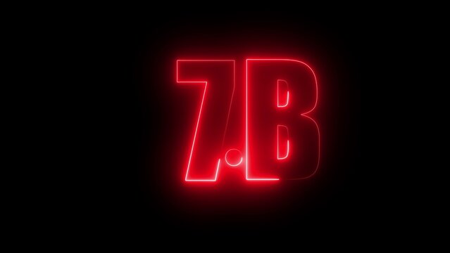 Red Neon 7 B Text Glowing on Black Background number