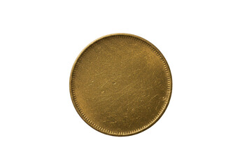 Blank gold coin isolated on transparent background