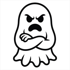 Angry Ghost Cartoon. Spooky Halloween Character Illustration.