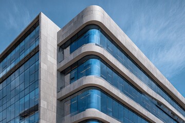 Obraz premium Modern office building corner, glass and stone