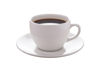 White cup of coffee isolated on transparent background
