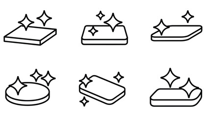Clean Sponge Icon Set in Minimal Line Art Style