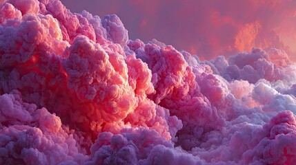 Pink, fluffy clouds at sunset
