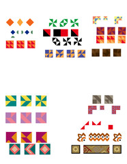 Geometric Pattern Collection: A vibrant assortment of geometric patterns, each design element is meticulously crafted. The patterns showcase an array of shapes and forms.