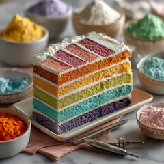 With Midjourney Fros Layer Cake Cross-Section Rainbow Buttercream