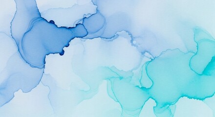 Obraz premium Abstract watercolor painting with blue and teal washes and swirls