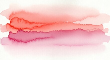 Abstract watercolor painting with coral and pink washes