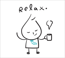 (Relax coffee) Collection of hand drawn business man worker icons. Vector illustration.	