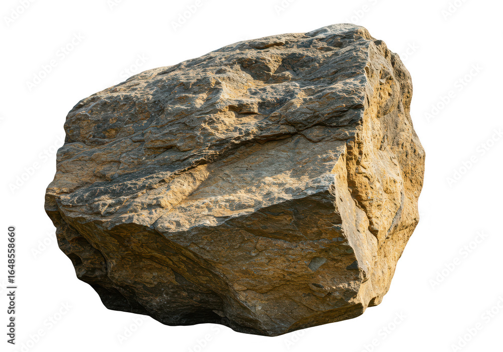Poster a large rough textured rock isolated on transparent background