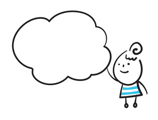 (Cloud bubbles) Collection of hand drawn lady business worker icons. Vector illustration.	
