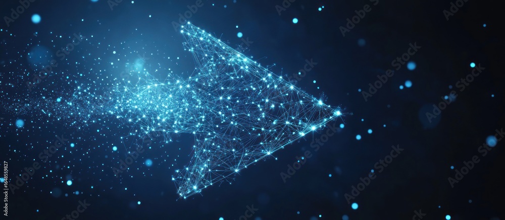 Aufkleber abstract image of a arrow in the form of a starry sky or space, consisting of points, lines, and sha