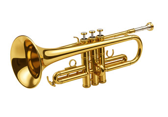 Obraz premium Golden trumpet musical instrument isolated on transparent background