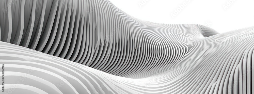 Poster abstract white textured terrain with repeating geometric lines against a light background in a studi