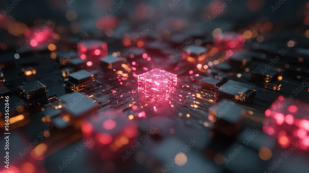 Aufkleber a visually striking digital representation of interconnected circuits with glowing elements, symboli