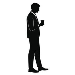 Obraz premium Minimalist Silhouette of Professional Man Drinking Coffee