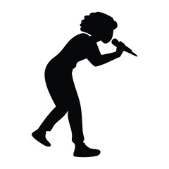 Singer Silhouette Vector – Person Performing with Microphone Illustration