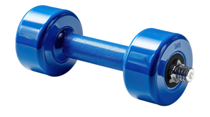 The Dumbbell: A close-up of a vibrant blue dumbbell on a white surface, symbolizing strength, fitness, and the dedication required to achieve peak physical condition.