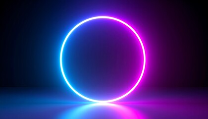 Obraz premium Neon circle graphic on dark background