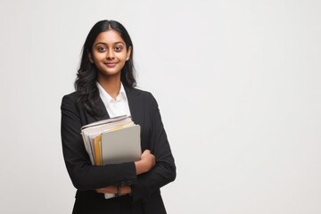 Fototapeta premium Professional Young Woman Holding Documents in Business Attire