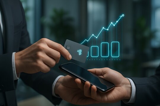 Cart&atilde;o de cr&eacute;dito e gr&aacute;fico de crescimento digital