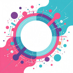 Obraz premium Vibrant abstract circular design with geometric elements and splashes of color