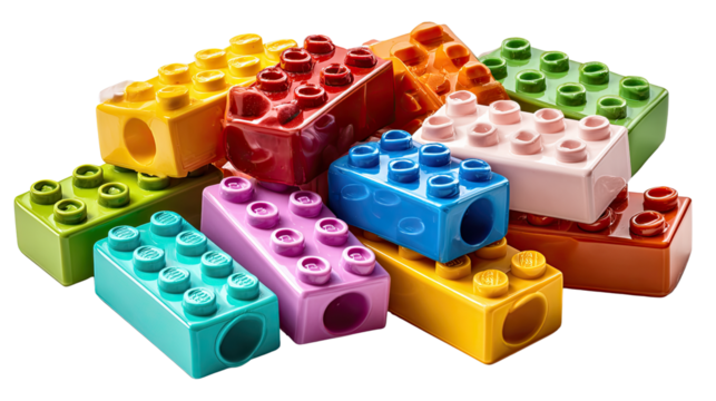 Playful Blocks: A vibrant display of assorted, colorful toy bricks, symbolizing the building blocks of creativity and fun for children.