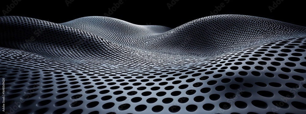 Poster abstract pixelated surface texture with perforated metal pattern in dark tone creating a perspective