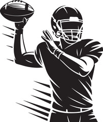 Dynamic football player throwing ball with speed lines
