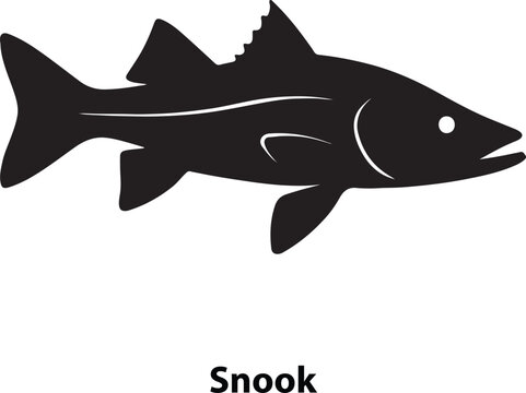 Black silhouette of a snook fish with white details on a white background vector
