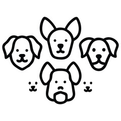 Cute and funny baby farm animals cartoon vector illustration set with a happy dog, cat, pig, cow, rabbit, and bear character faces