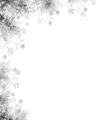 white frozen ice snowflakes border vertical frame background isolated on white or transparent png