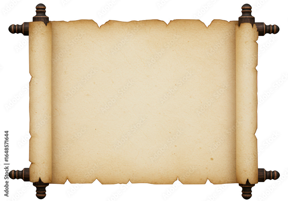Poster old parchment scroll isolated on transparent background
