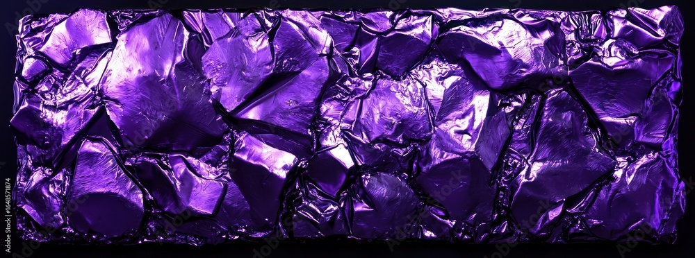 Poster Abstract Textured Purple Surface with Geometric Fragmented Pattern and Glossy Reflections Against Dark Backdrop