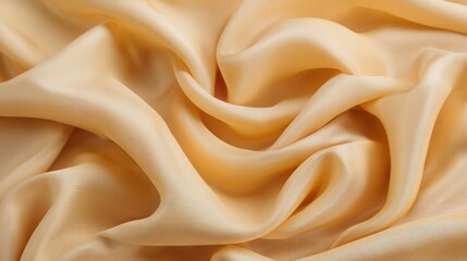 Fototapeta premium Smooth creamy yellow satin fabric with soft folds and reflective sheen, elegant texture, luxurious material,