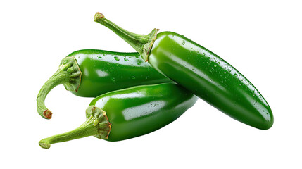 Fresh Green Jalapeños: A close-up shot presents a trio of vibrant, freshly picked jalapeño peppers, offering a striking visual of healthy ingredients and culinary potential.