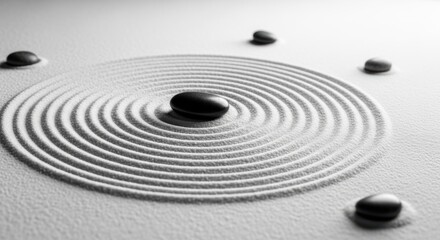 Naklejka premium Zen Garden: Serenity in Sand and Stone