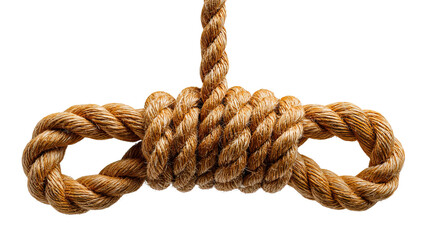 Noose: A starkly realistic studio shot capturing a coiled rope forming a menacing noose, evoking a sense of dread and foreboding.