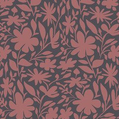 seamless red flowers pattern, hand drawn illustration