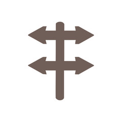Multi-direction arrow vector sign for navigation, decision making, and road guide infographic designs