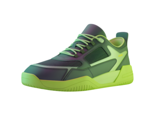 Athletic footwear with neon accents and mesh detailing isolated on a transparent background shoe