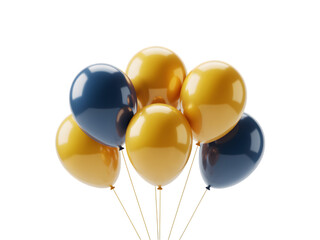 Bunch Of Golden Blue Balloons isolated on a transparent background celebration