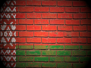 Old brick wall Belarus flag