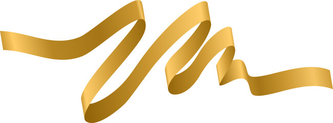 Shiny gold ribbon curl ideal for awards, celebrations, branding, and festive graphic design.